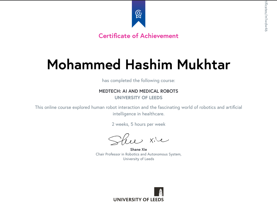MedTech: AI and Medical Robots Course